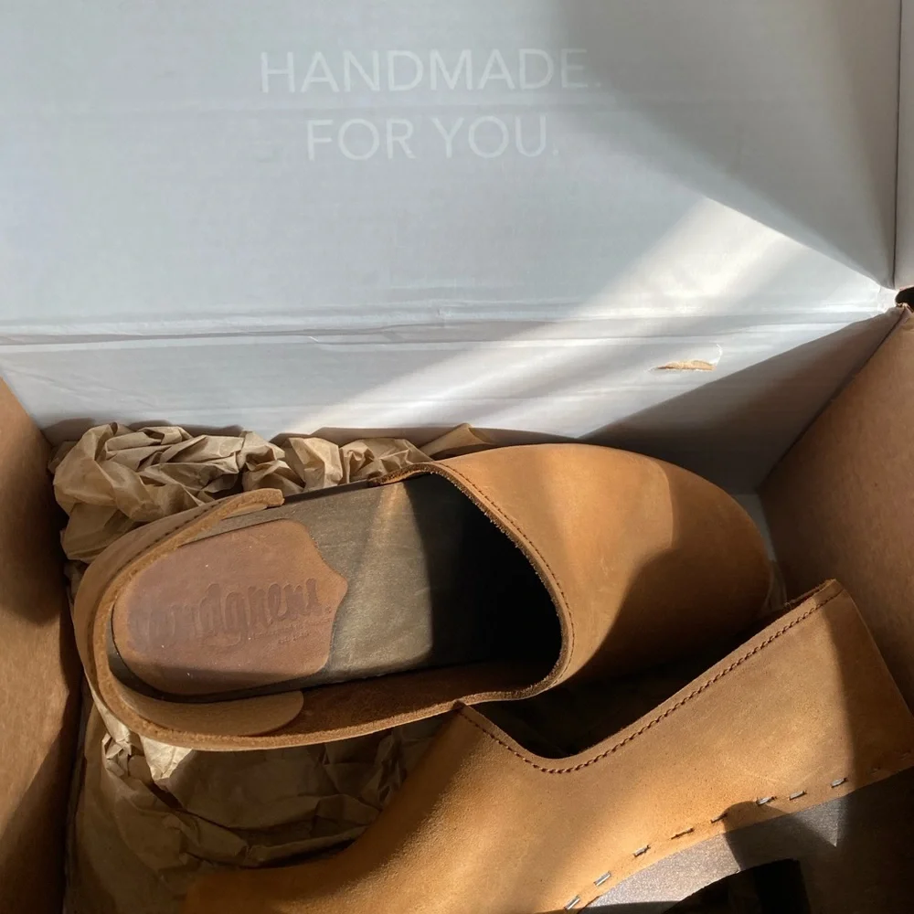 Sandgrens Tan Leather Mules - Picture 2 of 3